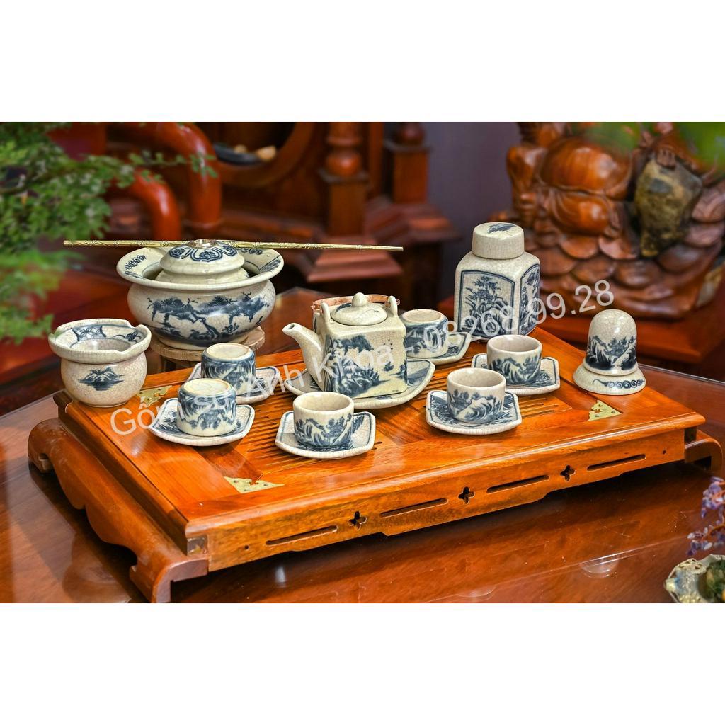 Bộ Ấm Chén Uống Trà, Bộ ấm chén Men Rạn  Bát Tràng Cao Cấp