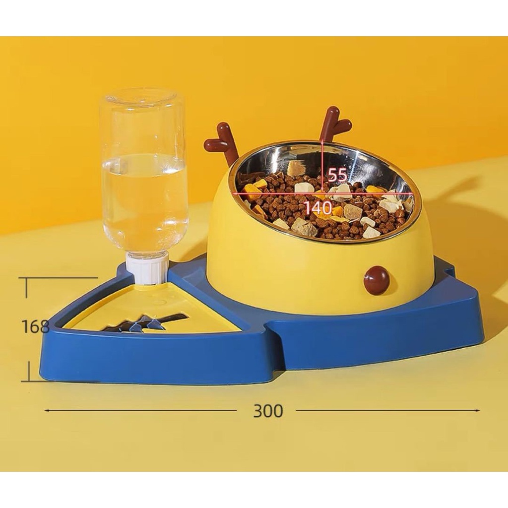 Bát/Chén ăn kèm bình nước cho chó mèo hình cây thông Noel