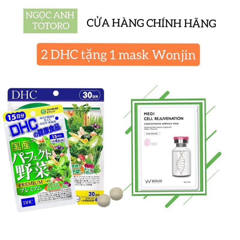 Viên uống rau củ DHC Perfect Vegetable tặng mặt nạ Wonjin
