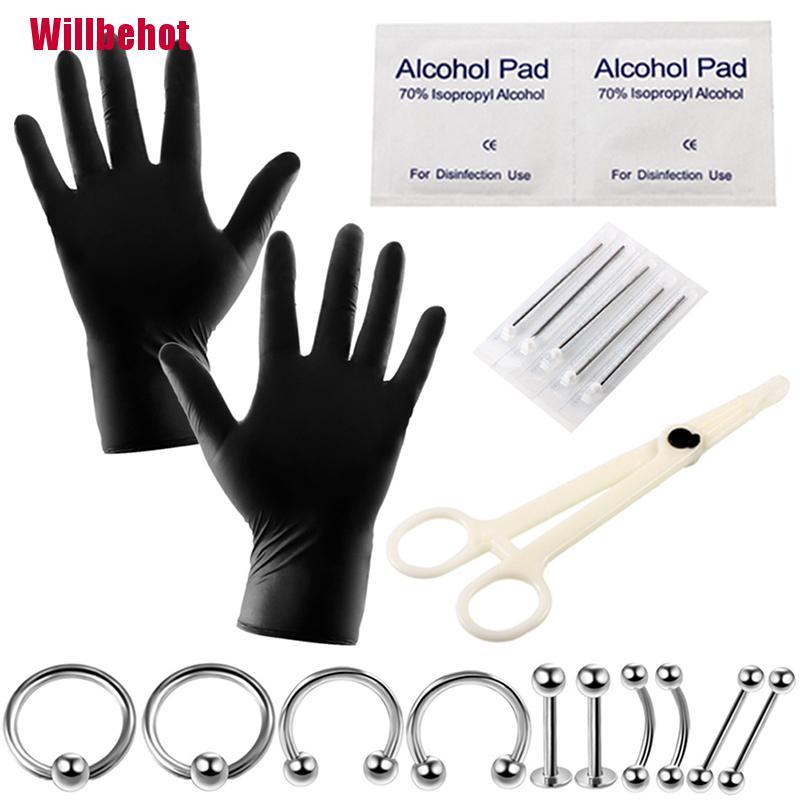 (Hàng Mới Về) Bộ 10 / 20 Dụng Cụ Xỏ Khuyên Cơ Thể An Toàn Tiện Lợi