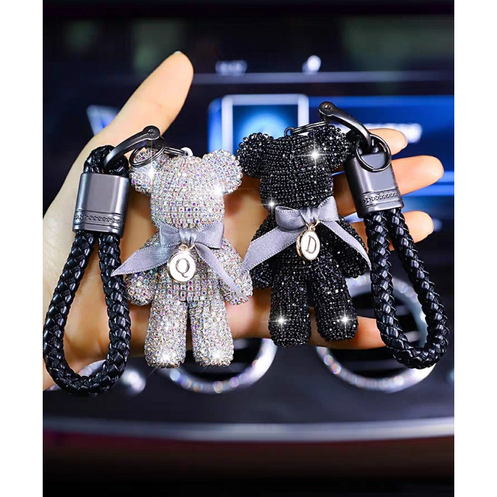 Móc khóa Bearbrick Gấu đính đá thời thượng phụ kiện xe hơi túi xách