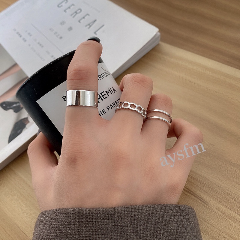 Set 3 nhẫn thời trang kiểu punk hip hop sành điệu