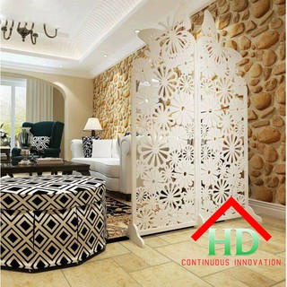 Vách bình phong 2 cánh hoa cúc siêu đẹp rộng 1m2