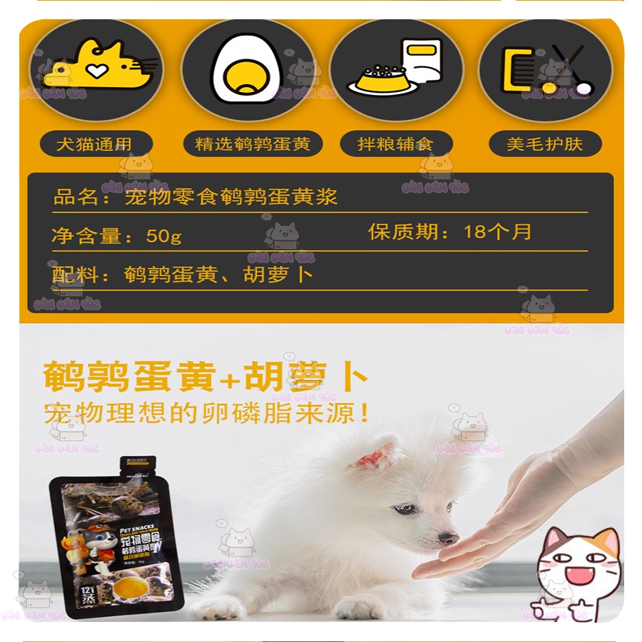 Sốt trứng cút Monbab 50gr Nội Mông Cổ Cho Cún Mèo giàu Lecithin tốt cho lông và da