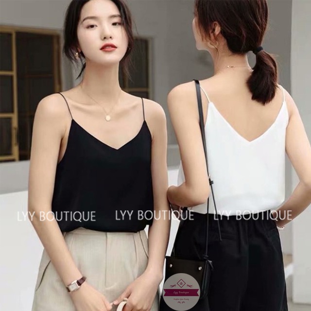 Áo 2 Dây Lụa Satin Siêu Mịn Mát Cổ Tim Freesize, Áo Lụa Hai Dây Phối Đồ Cực Xinh Lyy Boutique