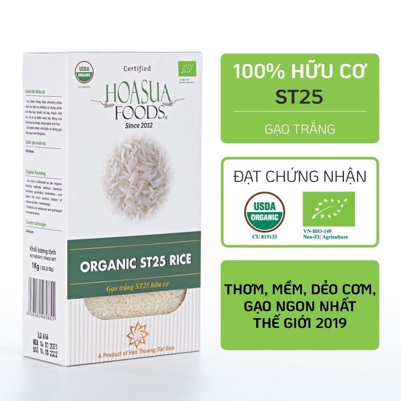 Gạo hữu cơ hoa sữa ST25 , gạo tấm Jasmine thơm ngon cho bé ăn dặm - 1 kg