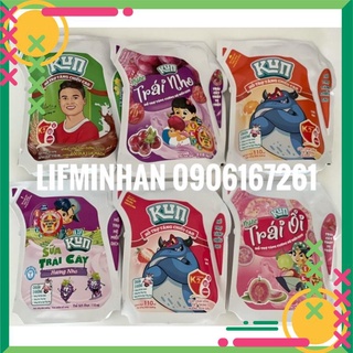 Sữa Kun mix 6 vị  cam, nho, dâu, socola, nước trái ổi, nước trái nho 110ml x 24 túi