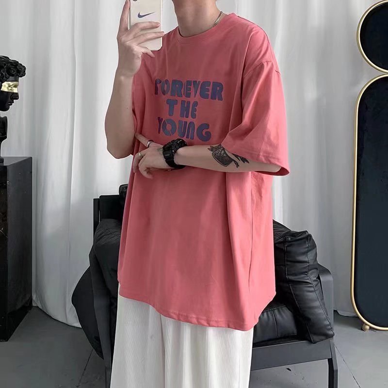 Áo Thun Tay Ngắn Dáng Rộng In Chữ Thời Trang Mùa Hè Cho Nam Và Nữ Size M-8XL