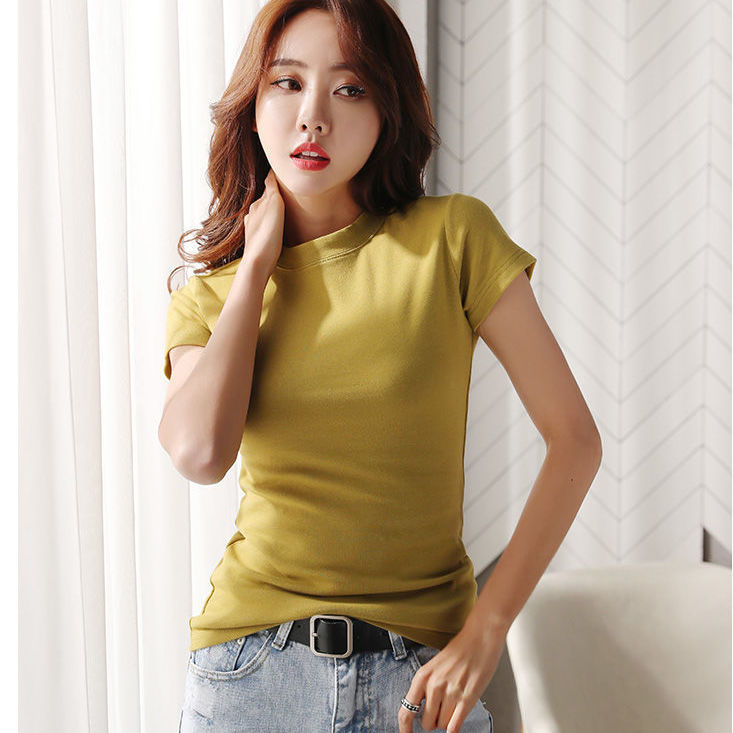 Áo Thun Tay Ngắn Màu Trơn Phong Cách Hàn Quốc Dành Cho Nữ | BigBuy360 - bigbuy360.vn