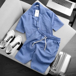 Bộ Quần Áo Đũi Nam Màu Nâu Cổ bẻ chất vải đũi thái loại dày 1 màu