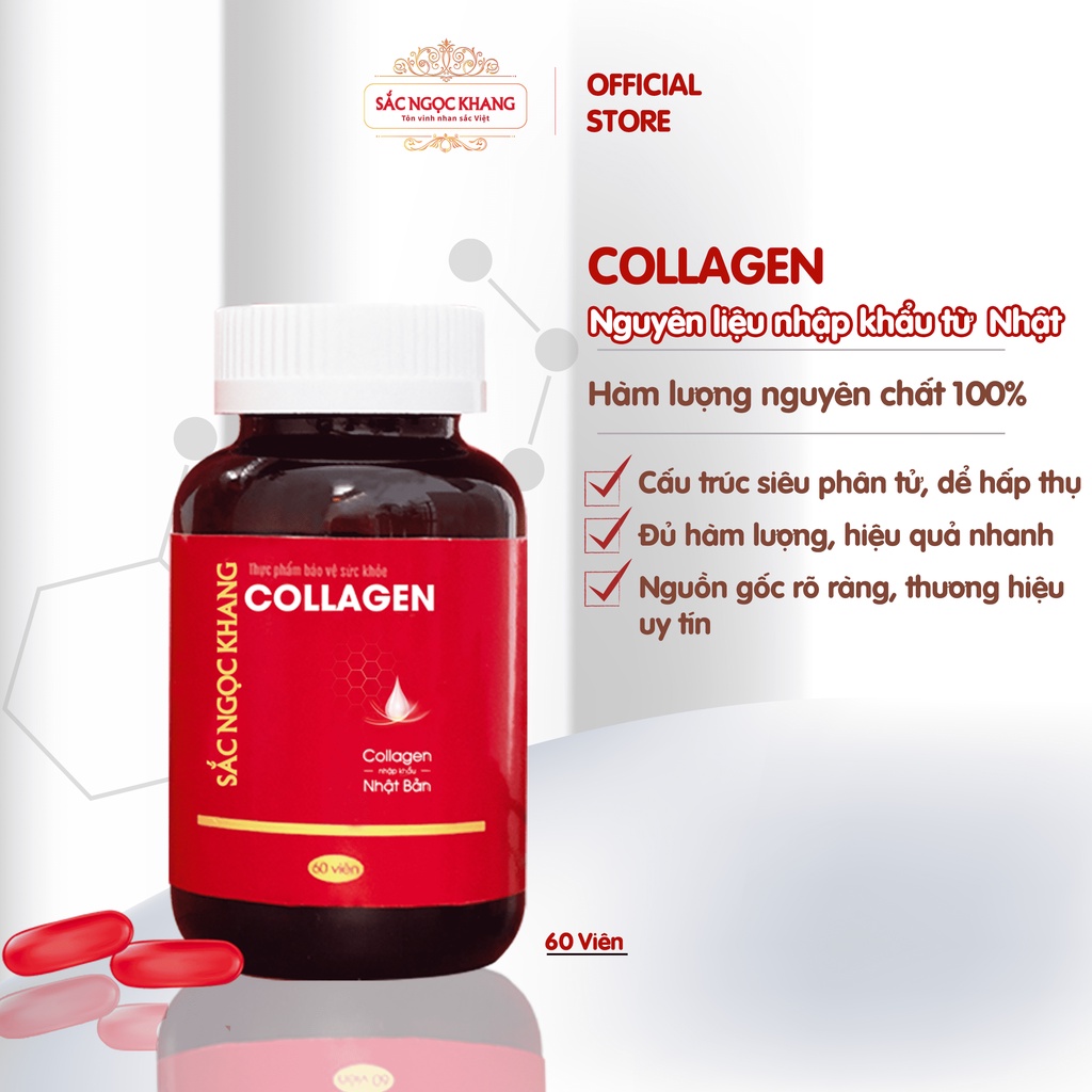 Collagen Sắc Ngọc Khang thế hệ mới 100% từ Nhật Bản [Hộp 60 viên]