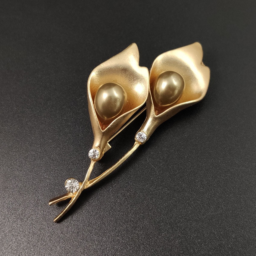 Ghim cài áo hình hoa tulip đính ngọc trai giả thời trang cho nữ