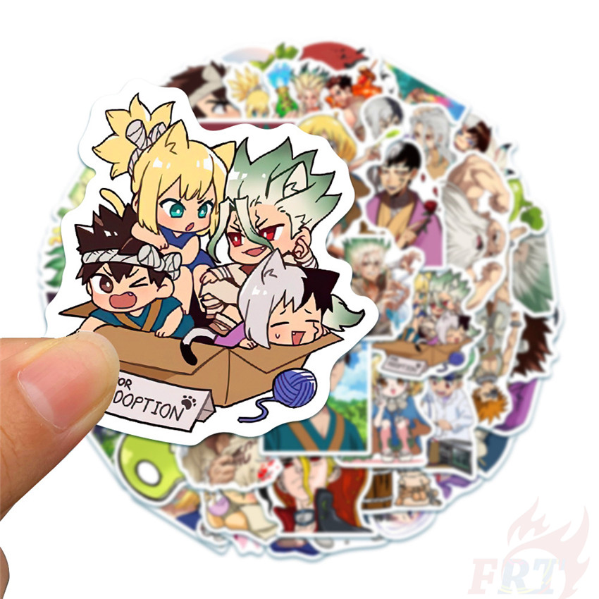 Bộ 50 miếng hình dán chống thấm nước họa tiết dr.stone anime ishigami senkuu chủ đề số 04