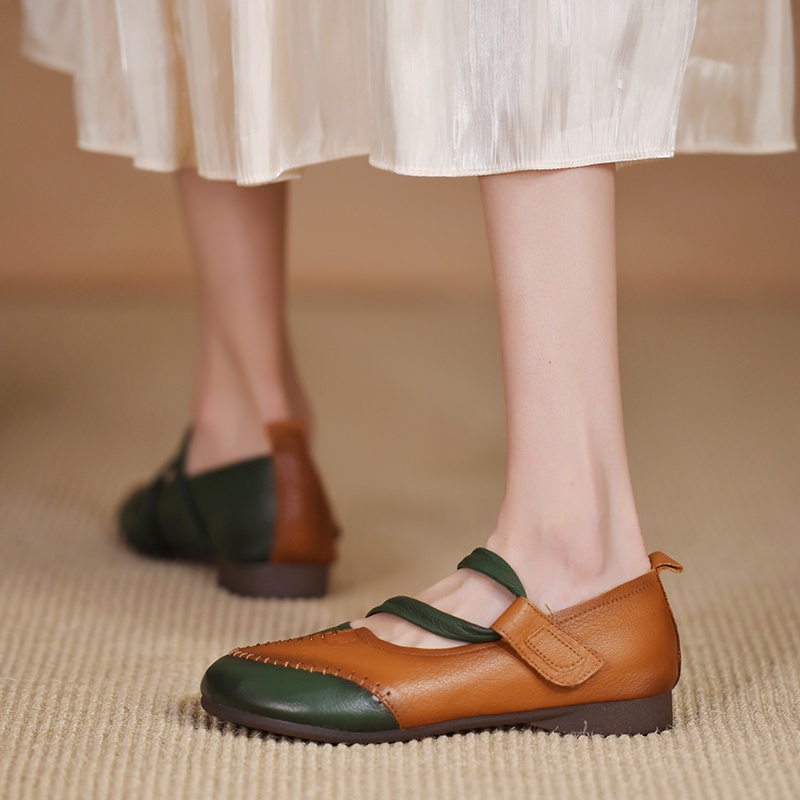 Giày búp bê mũi tròn đế mềm thoải mái phong cách retro thời trang cho nữ