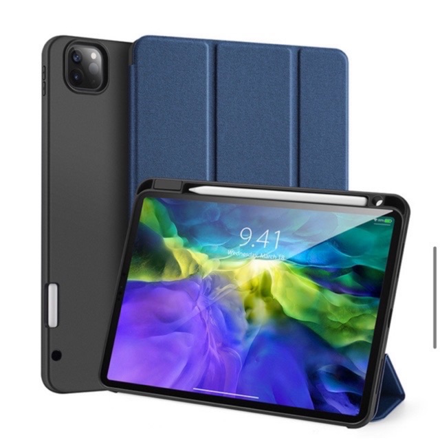 Bao da Smart Cover iPad Pro11/12.9 inch-2018/2020 DUX DUCIS DOMO Series Khay Dẻo để bút, chống sốc,Vải Jean