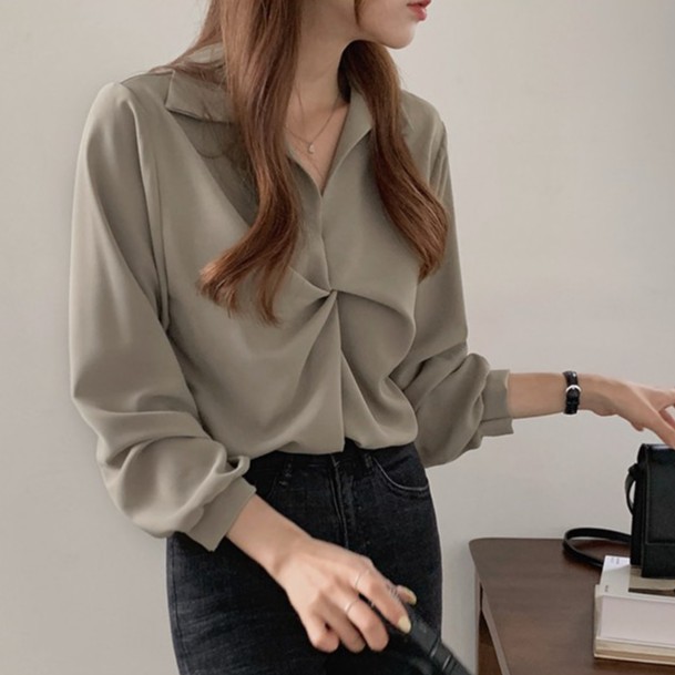 Áo Sơ Mi Dài Tay Cổ Chữ V Xinh Xắn Dành Cho Nữ 38594