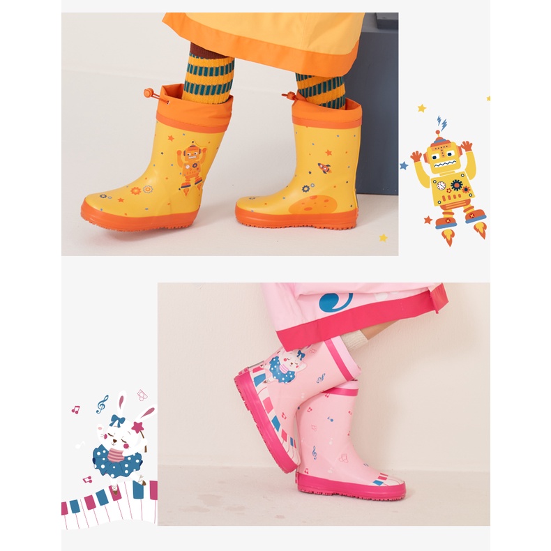 Lemonkid Giày đi mưa cho trẻ em Nam và nữ Giày đi mưa cho học sinh Giày đi mưa không trơn trượt Giày cao su thoáng khí cho trẻ em