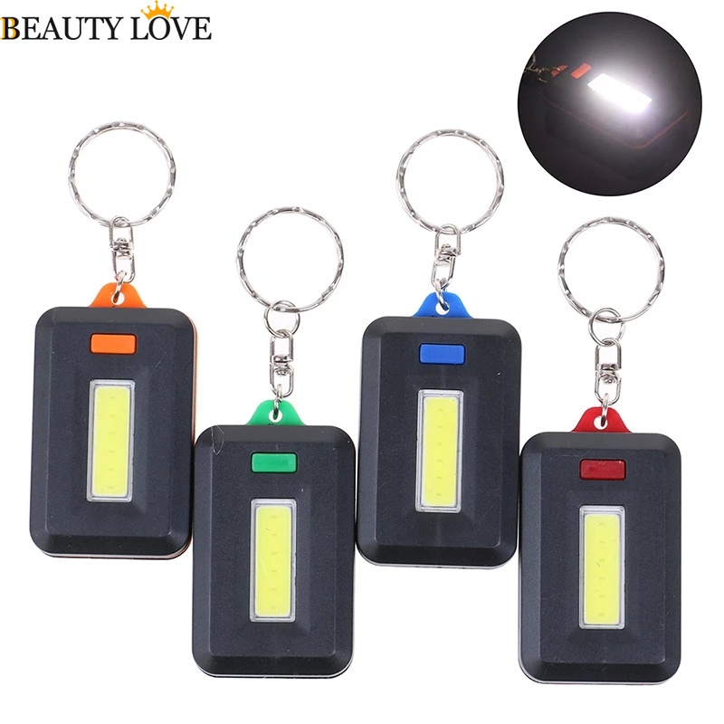 Đèn Pin LED COB Mini Ánh Sáng Trắng Có Móc Khóa 3 Chế Độ Sáng Màu Sắc Ngẫu Nhiên Tiện Dụng Cho Hoạt Động Ngoài Trời