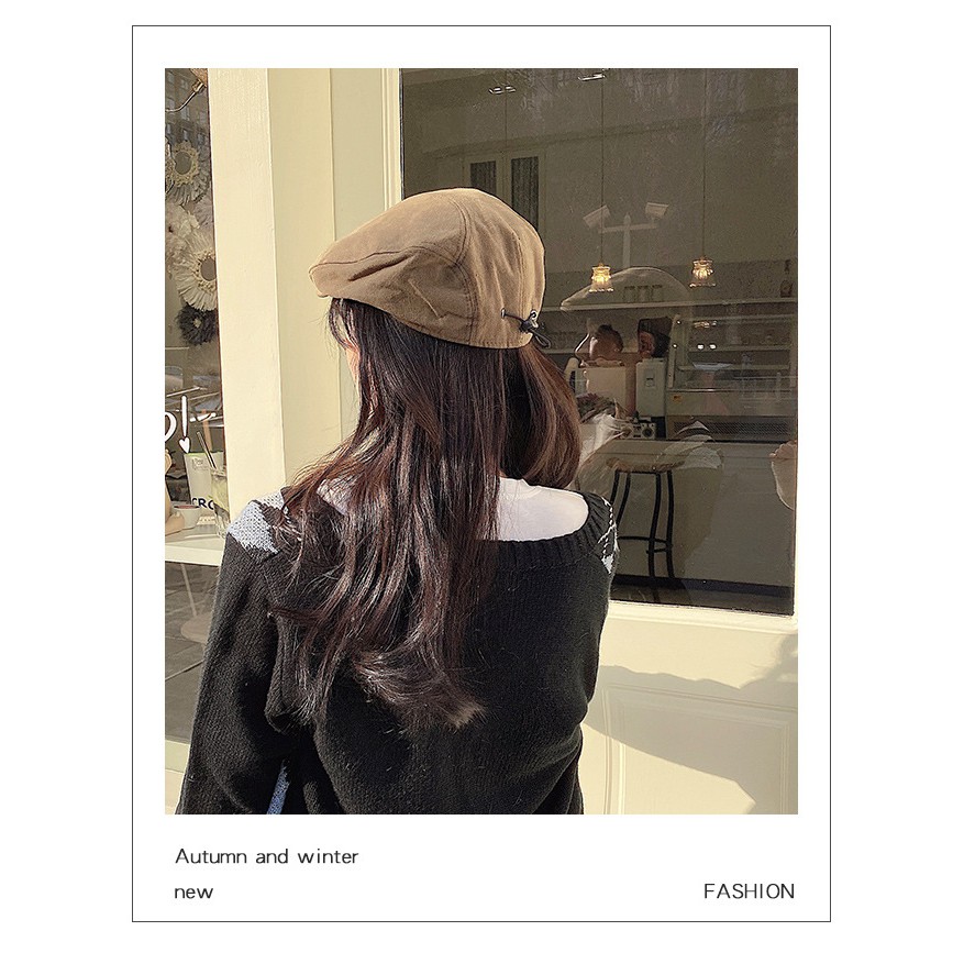 Mũ Beret nồi Retro Có dây chỉnh kích thước Nón Beret Cá tính Thời trang Phong cách Nhật Bản