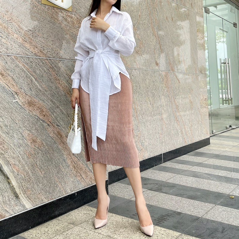 VELLE DESIGN áo sơ mi tơ ý rosa