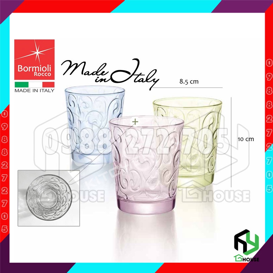 Ly uống nước dễ thương bằng thủy tinh Naos 295ml - màu hồng - Bormioli Rocco