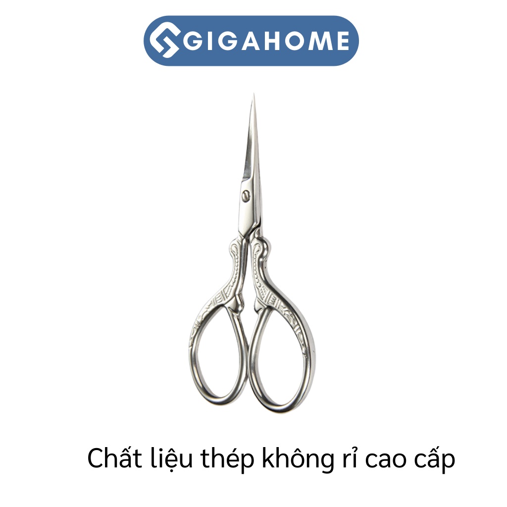 Kéo Cắt Tỉa Lông Mày Mini GIGAHOME Mạ Vàng, In Họa Tiết Hạc Sang Chảnh 9847