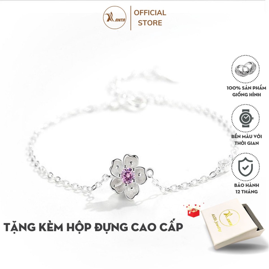 Vòng tay bạc kiểu dáng hoa đào xinh xắn phong cách Hàn Quốc ANTA Jewelry - ATJ7005