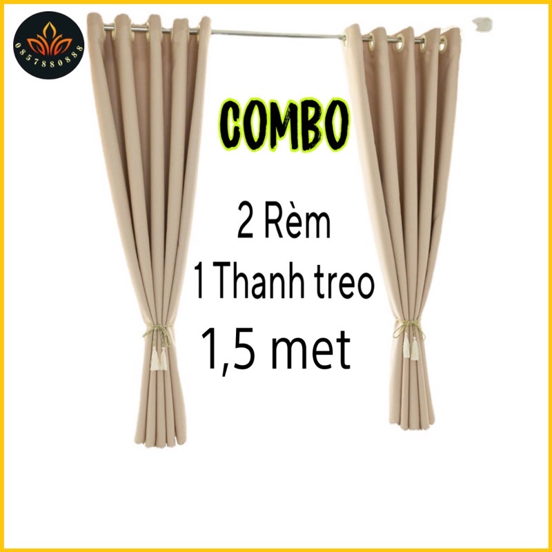 [COMBO XỊN XÒ] 2 tấm rèm cửa sổ 1,35x1,8m + thanh treo hoàn thiện cho cửa Rộng 1m-1.4m