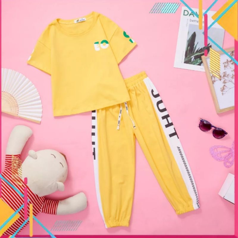 Đồ bộ áo thun tay ngắn quần dài cho bé gái size đại thun cotton 4 chiều cao cấp MỀM MÁT Sét trang phục bé gái
