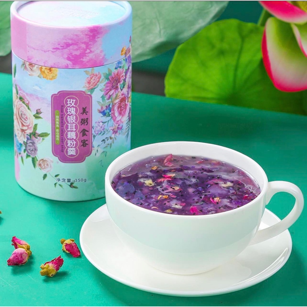 Bột Củ Sen Hoa Hồng Nấm Tuyết Dinh Dưỡng Meizhoushike Hộp 350g (Lon nhung M10)