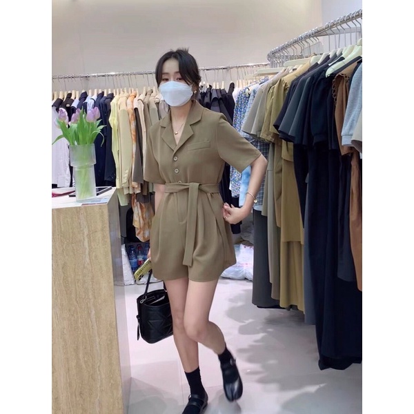 JUMPSUITS CỔ VEST ĐAI EO 2 MÀU