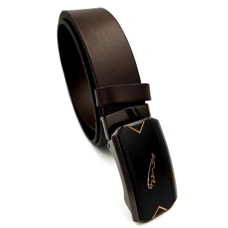 Thắt lưng nam da bò tự nhiên, đầu hình con báo, khóa tự động cao cấp DONAVYTLK