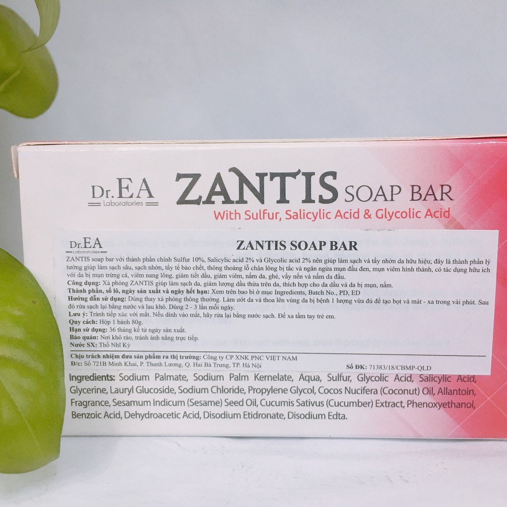Xà bông Dr.EA Zantis Soap Bar sinh dược giảm mụn chăm sóc chuyên sâu body 80gr