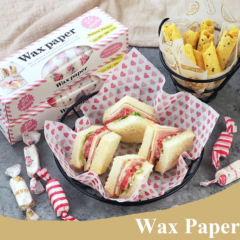 Set 50 Giấy Sáp Hỗ Trợ Gói Bánh Hamburger Tiện Dụng