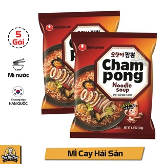 Combo 5 Gói Mì ăn liền Hàn Quốc Champong vị mực 124g/gói