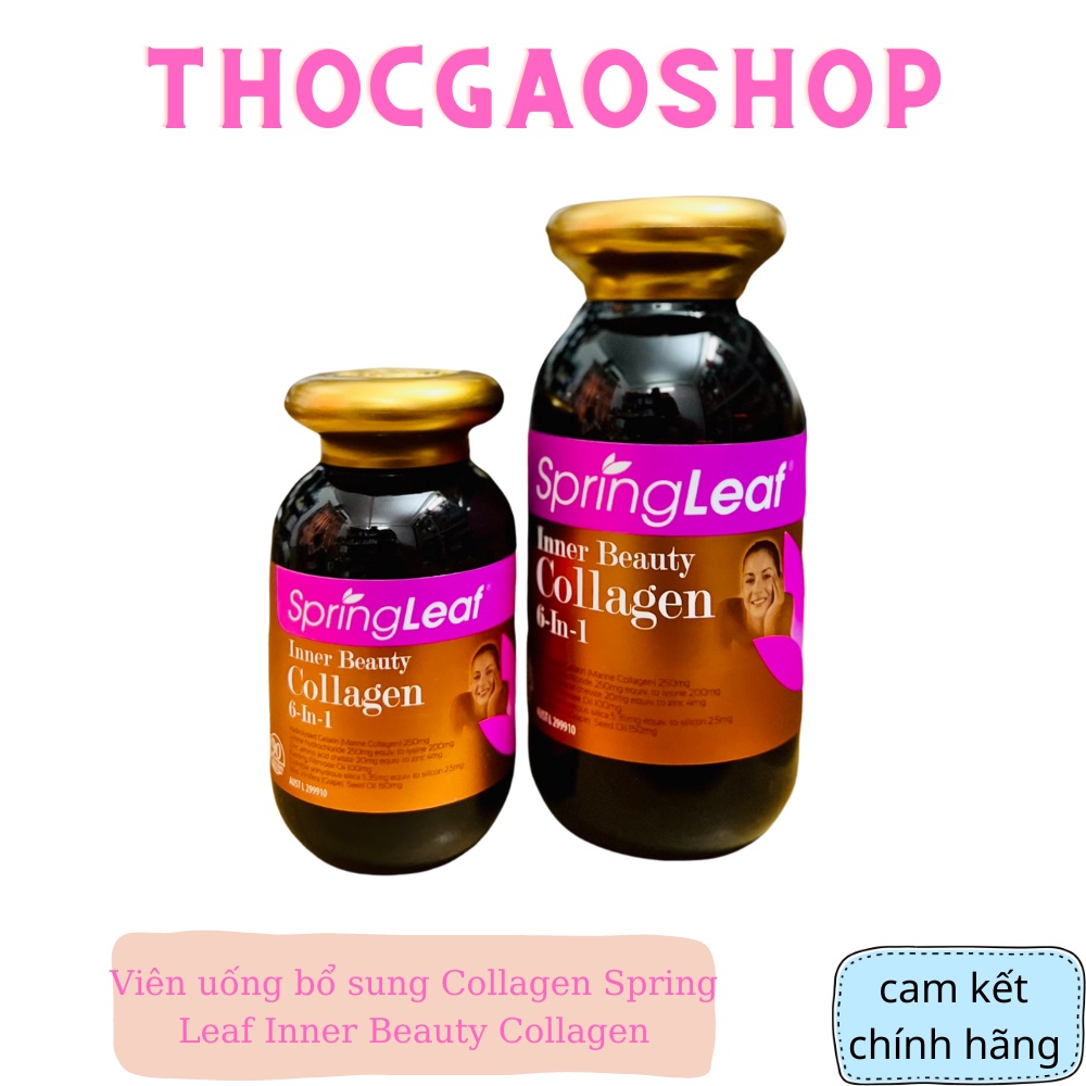 Viên uống bổ sung Collagen Spring Leaf Inner Beauty Collagen 6in1 advance giúp làm đẹp da giảm thâm nám 90/180 viên Úc