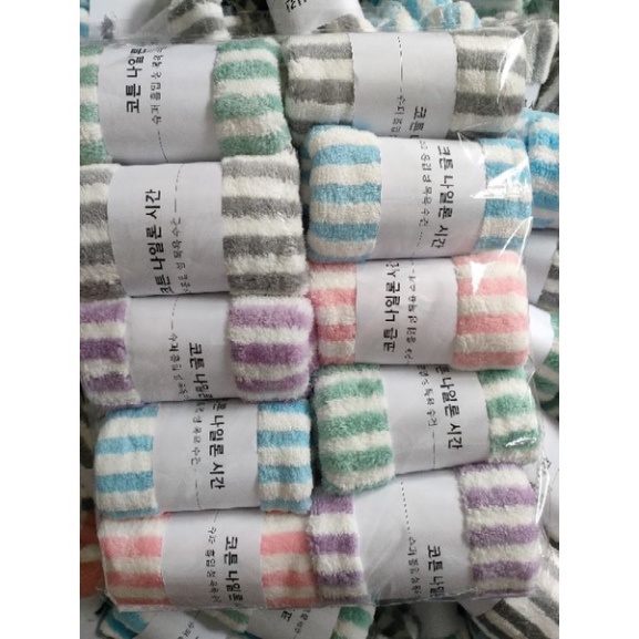Set 5 set 10 khăn mặt Hàn kẻ, mềm mịn, thấm hút tốt 30x50cm