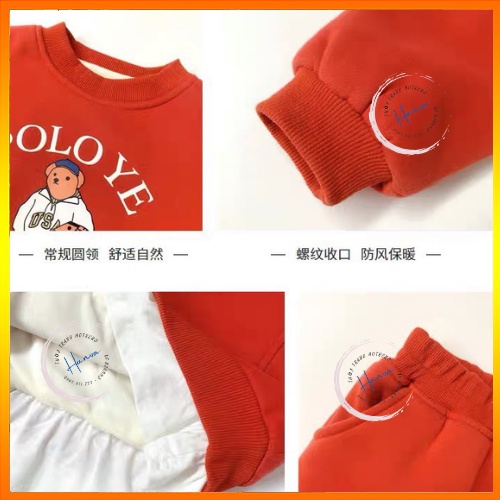 Bộ Nỉ Bông Dài Tay Dày Dặn Dành Cho Bé Gái Siêu Ấm Dễ Thương