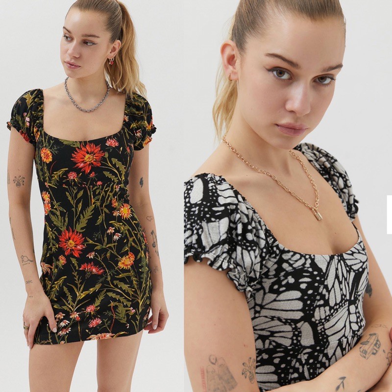 Đầm co giãn body cổ vuông gợi cảm VNXK Urban Outfitters