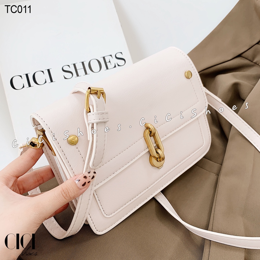 Túi xách nữ CiCi Shoes, túi đeo chéo thời trang chữ nhật khoá chữ O dẹt - TC011