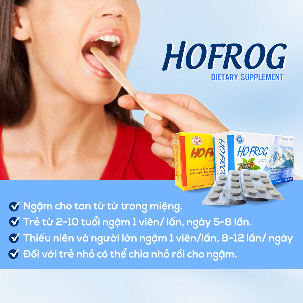 Viên Ngậm Giảm Đau Họng Hofrog Fobelife hộp 30 viên