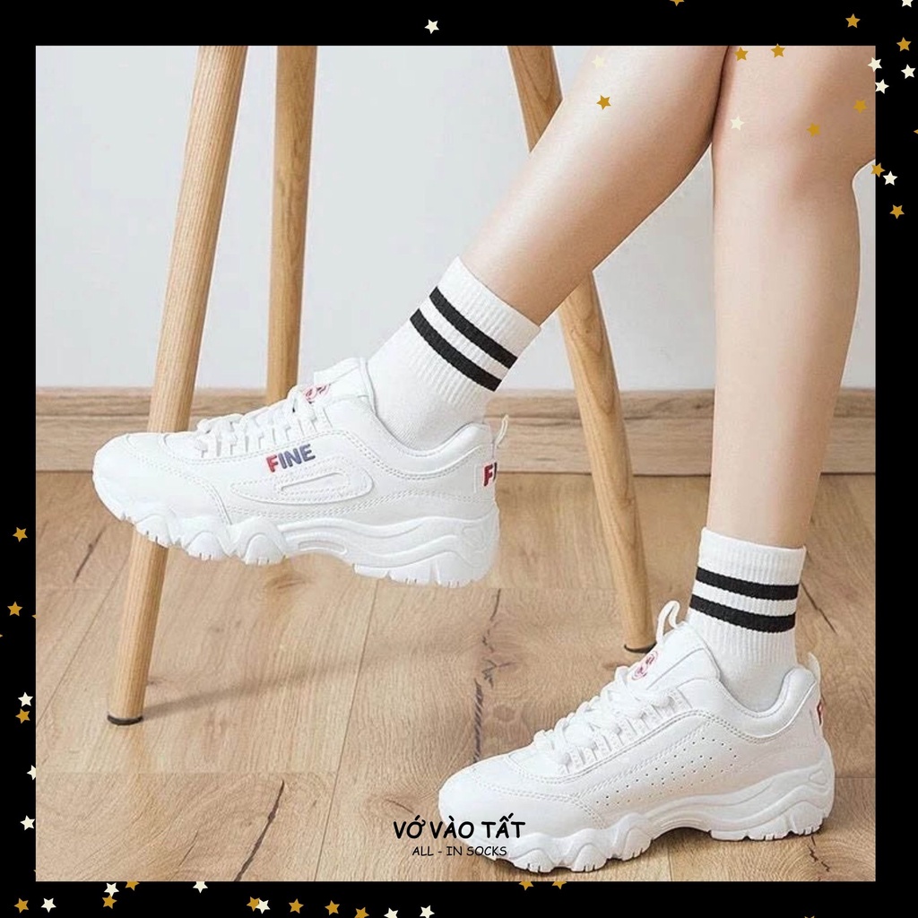 TẤT VỚ SỌC NGANG UNISEX TRẮNG ĐEN