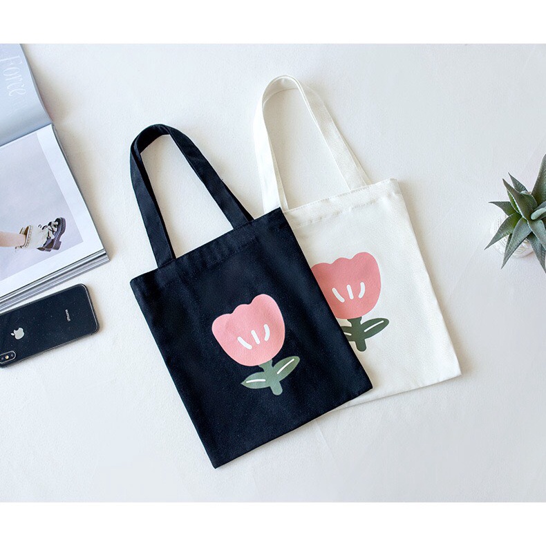 Túi Tote Vải Canvas In Hoa Dễ Thương Xinh Xắn Phong Cách Thời Trang Ulzzang Hàn Quốc  MTT0027