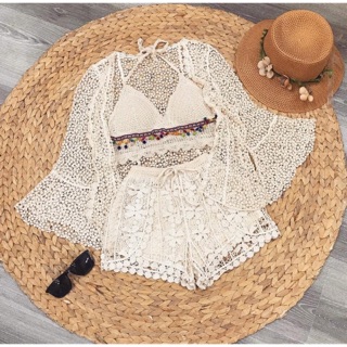 [ẢNH THẬT]Set bikini len móc đi biển [có bán tách set]