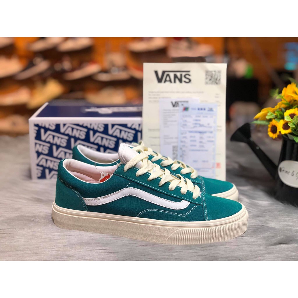 Giày thể thao Sneaker nam nữ Vans (Van) Classic Old Skool Green màu xanh ngọc [Full box, Full bill, Free ship]