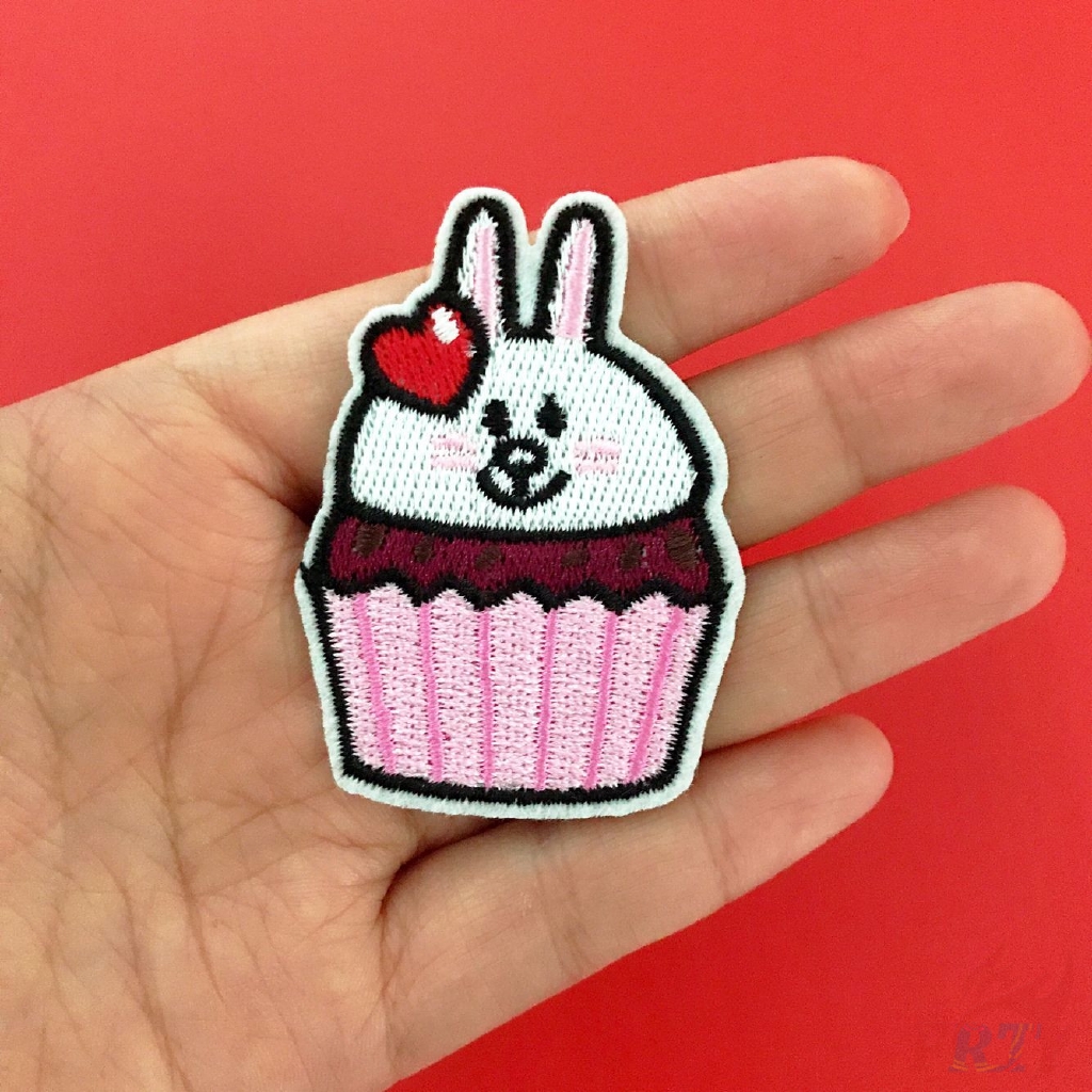 Miếng vá ủi/thêu trang trí quần áo hình bánh hamburger brown/cupcake cony DIY