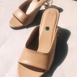 SIZE 33-43 Ảnh thật Mules Kem gót trong