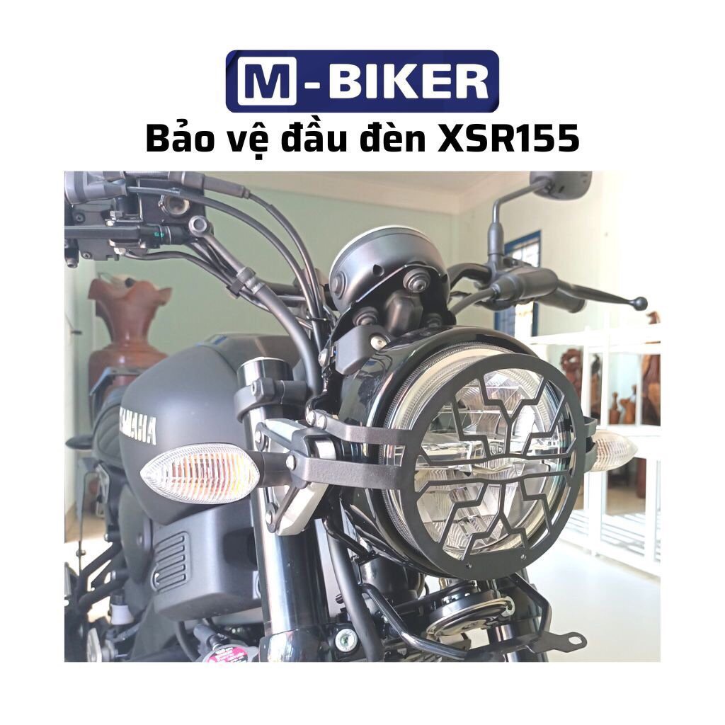 Bảo vệ đầu đèn cho yamaha xsr155, che đầu đèn yamaha xsr155, sơn tĩnh điện màu đen chính hãng Mbiker