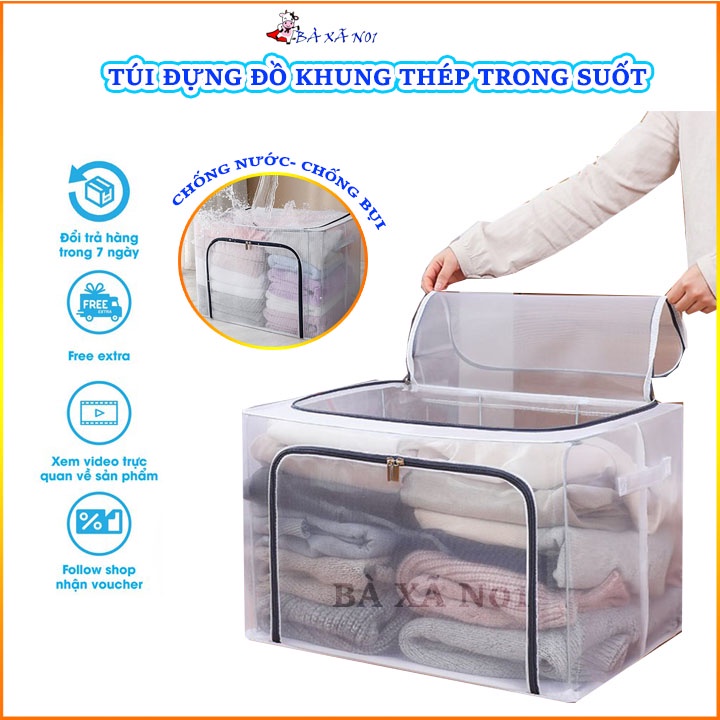 TÚI ĐỰNG CHĂN MÀN QUẦN ÁO KHUNG THÉP TRONG SUỐT TIỆN LỢI PHÂN LOẠI VÀ LẤY QUẦN ÁO