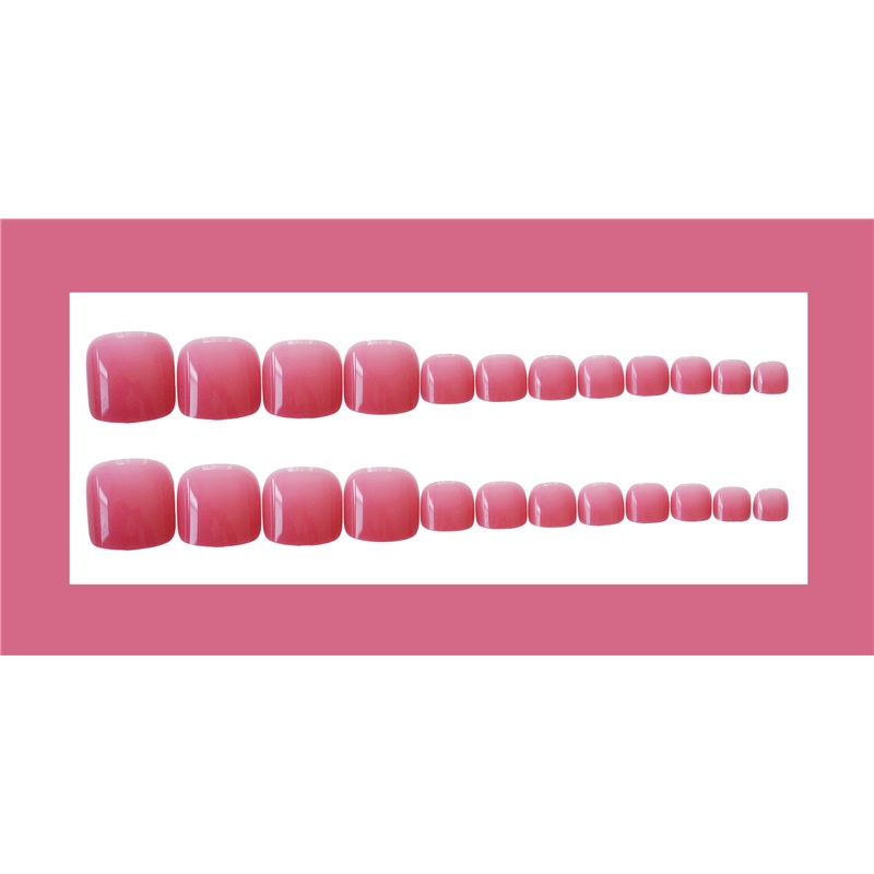 Bộ 24 móng chân giả sơn trơn màu hồng vỏ đỗ trẻ đẹp Jojo J09 móng giả nailbox đẹp cá tính kèm keo gắn tự làm tại nhà
